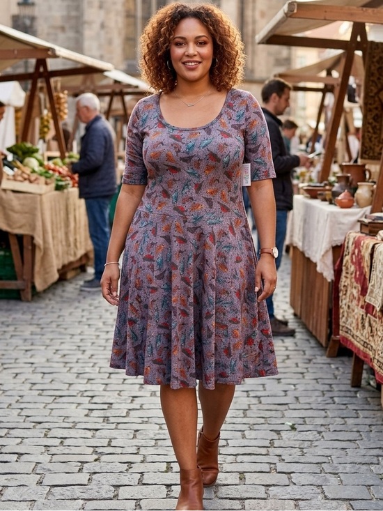 LuLaRoe Dresses & Skirts - LuLaRoe Carly Swing Dress Plus Size 3XL Gray Bird Nature Print Short Sleeve